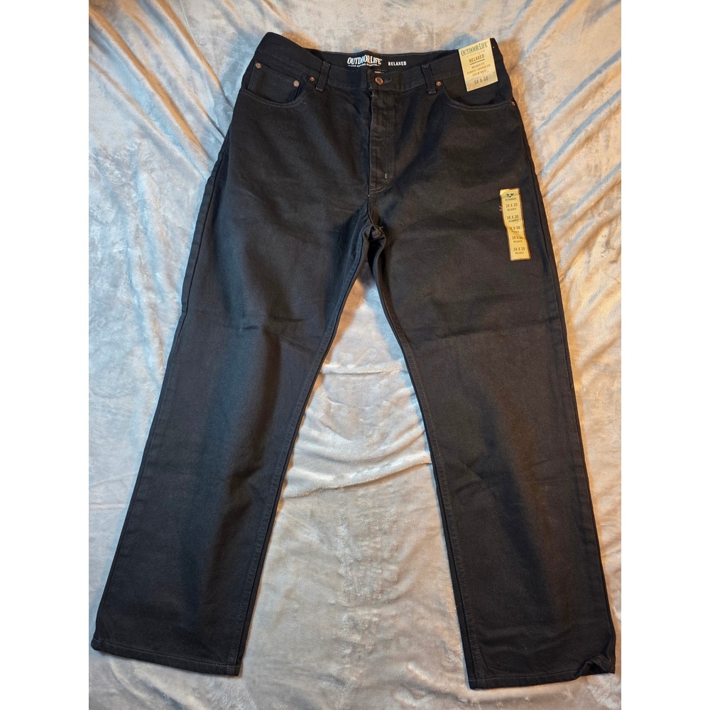 Outdoor Life Relaxed Fit Jeans Mens 38x30 Black Tapered Leg Denim Pants